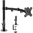 Dihl Single Arm Computer Monitor Mount for Monitors and TVs 13” to 27 Inch Screens, Desk Clamp Mounted, Supports up to 8KG (17.6 lbs), Black - Ergonomic Desk Space Saving Solution