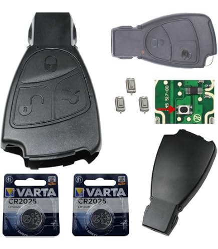 Clé électronique Vierge à Programmer Pour Mercedes Benz CLK, SLK, CL, C, E, S, ML - 434 MHz, 2 Boutons - Compatible Nombreux Modèles W20, W203, W204, W211 - 8