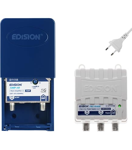 Engel AM0348E5 Amplificador TV Interior 25dB Con Filtro 5G: Mejora La Señal TDT HD En Tu Hogar (2 Salidas, Bajo Consumo)