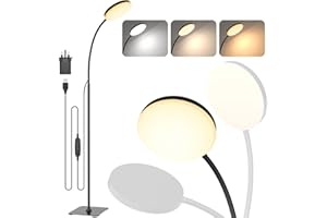 Mojimdo LED Floor Lamp, 10W Reading Standing Lamps with 3 Color Temperature & 5 Brightness Levels, Dimmable Floor Lamp for Living Room, Bedroom, Office