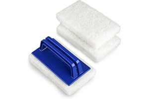 IHLOOTD 3 Stück Pool-Schwamm-Bürsten Blau - Reinigungsbürste für Poolpflege mit Griff - Poolreinigung Handschrubber