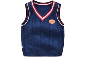SHENGWAN Niños Cuello en V Chaleco Vest Sweater Jerséis de Punto Sin Manga Jersey