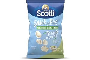 Riso Scotti Chips di Riso Sour Cream & Onion Snack con Riso, Senza Glutine, Senza Olio di Palma, 40g