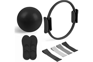 Generisch Pilates Essential Kit - Portable Fitness Equipment - with Toning Pilates Ring & Long Resistance Bands & Loop Bands & Soft Pilates Ball & Grip Socks, Yoga Set für Zuhause
