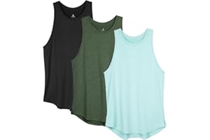 icyzone - Canotta da Allenamento Racerback Senza Maniche Spacco Laterale Traspirante da Donna, per Yoga, Corsa, Palestra,3 Pacco