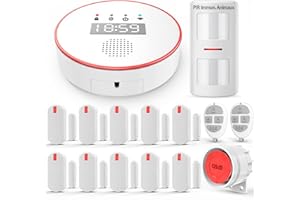 YISEELE Alarme Maison sans Fil: Connexion Wi-FI 5 GHz - Complet Sirène 125dB - Capteur Infrarouge (PIR) Anti-Animaux - 10 Capteurs Porte/Fenêtre - 2 Télécommandes - Hub - Compatible Alexa & Google