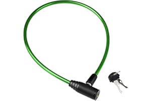 LEVENSON Lucchetto bici con cavo acciaio rinforzato 60 cm blocco tasti per protezione avanzata durevole facile da usare e altamente efficace contro i furti (Verde)