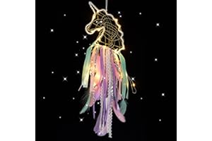 CHMMY LED Acchiappasogni,Fiore Fatto a Mano Piume Acchiappasogni Decorazione per la Casa per Ragazze Camera da Letto Decorazione da Appendere a Parete Ornamento Craft Regalo (Dreamcatcher-2)