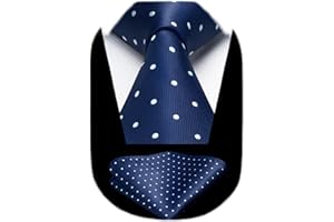 HISDERN Corbatas de Hombre Modernas Conjunto Corbata y Pañuelo Lunares Corbatas Elegante Boda