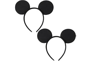 HD Novelty 2 Pieces Black Mickey Mouse Ears & Minnie Mouse Ears on Alice Band with Red and White Polkadot Spotted Bow for Adults/Children Fancy Dress Costume Head Band Accessory Christmas Accessory