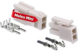 Kalitec KALI-2402 Mini-Fit Jr. Set 2 polig aus Nylon I Kabelstecker KFZ I Spannung 600 V I Nennstrom 13 A I AWG 24-18 I Mini Stecker für für Festplatten, LED und RGB Beleuchtung I Rastermaß 4.2mm