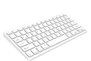 AMZCASE Tastiera Bluetooth per iPad, tastiera Bluetooth compatibile con iPad 10.2/9.7, iPad Pro 11/iPad Pro 12.9, iPad Air/iPad Mini/iPhone, tastiera wireless Bluetooth per Windows, iOS, Android,Bianco