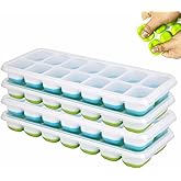 Ice Cube Trays, 4 Pack Reusable Silicone Easy-Release and Flexible 56-Ice Trays with Spill-Resistant Removable Lid, BPA Free,