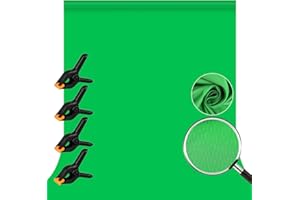 Croma Verde, Orthland 3 x 3M / 9.84 x 9.84 ft Fondo Fotografia con 3 Clips, Green Screen Pantalla Verde de Pantalla Plegable para Fotografía, Video y Televisión Chroma