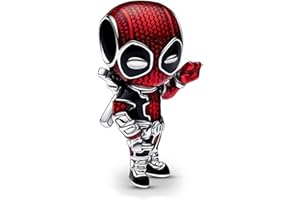 Beads R Us ® - Marvel at our Charm Beads in Sterling Silver S925 and Enamel, Deadpool Charm, Compatible with all European style Charm Bracelets, Anklets and Necklaces.