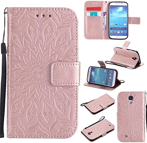 PU Leather &amp; TPU Ultra Protective Case Wallet Case with Stand Funtion Flip Cover Case For Samsung Galaxy S4 I9500 - Rose gold
