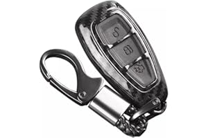 Aiuphing autoschlüssel hülle für Fords Focus Fiesta Kuga C-Max, Kohlefaser-Fernbedienungsschlüsselgehäuse, Gehäuseabdeckung (Schwarz)