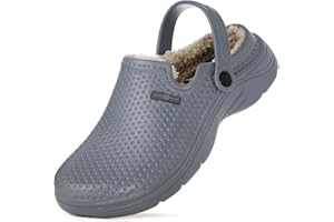 HSYOOES Zapatillas de Estar en casa Hombre Zuecos Mujer Invierno Zapatos de jardín Impermeable Pantuflas Forro Pelusa Caliente Zapatilla de Interior