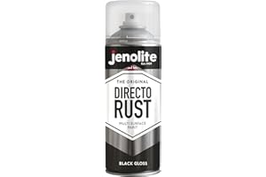 JENOLITE Directorust Vernice Aerosol Lucida | NERO | Vernice spray multisuperficie | Per l'uso su legno, metallo, plastica, ceramica e superfici arrugginite | 400ml | RAL9005