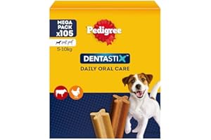 Pedigree Dentastix Snack per la Igiene Orale (Cane Piccolo 5-10 kg), 110 g 105 Pezzi - 15 Confezioni da 7 pezzi (105 Pezzi totali)