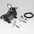 SwitZer AS18 Airbrush Kit with Compressor and 2 x Double Action Airbrushes and Hose