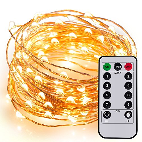 Preisvergleich Produktbild Kohree 60 LEDs Lichterkette Kupferdraht mit Fernbedienung, AA Batteriebetriebene Lichterkette 6M / 20ft, Christmas String Lights für Hochzeit Weihnachten Party Garten (Warmweiß)