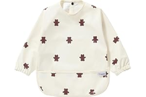 Yiupea Bavaglino Anti-Mess a Manica Lunga - Lavabile in Lavatrice, Impermeabile e da 6 a 24 Mesi per lo Svezzamento del Bambino a LED, Bavaglini Combinati per L'alimentazione del Bambino