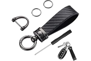 AzureRay Microfiber Leather Car Key Fob Keychain for Men Keychain with D Ring Classy Design & Loss Proof Gift for Man, black, S