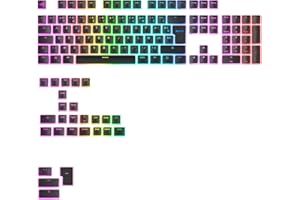 Glorious Gaming - Touches GPBT Aura RGB : Capuchons Pudding, PBT doubleshot, translucides, Noir, pour claviers mécaniques Custom formats 100, 75, 65 et 60%, ANSI, ISO, Disposition française AZERTY