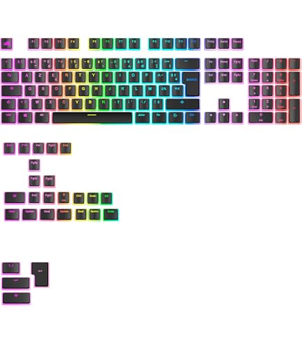 Glorious Gaming - Touches GPBT Rétroéclairées AZERTY Français - Légendes Translucides Pour Claviers Mécaniques