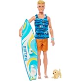 Ken Beach Doll with Theme Suitable Accessories such as Barbie Surfboard, Bendable Blonde Barbie, Towel, HPT50