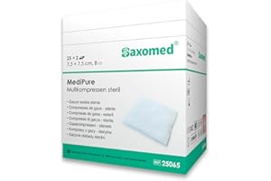 SAXOMED 50 garze sterili 7,5x 7,5 cm - garze sterili per medicazione in 100% cotone - compresse di garza sterile 7,5x7,5 in buste singole non aderente - extra morbide, traspiranti e assorbenti