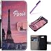 Produktbild EMAXELERS Galaxy J3 Prime Hülle Elegant Retro Cartoon Rosa Elephant Für Mädchen PU Leder Flip Schutzhülle Etui Tasche Handytasche für Samsung Galaxy J3 2017,Pink Paris Effile Tower