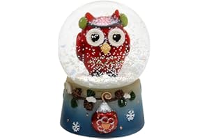 DEKOHELDEN24 Beautiful and Original Snow Globe with Red Owl, Dimensions Approx. 6.5 x 4.5 cm/Ø 4.5 cm