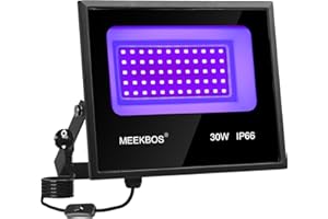 MEEKBOS Luz Negra Ultravioleta,30W Foco LED UV con Enchufe,385-400nm IP66 Impermeable Luces Negra Ultravioleta para Black light Party,Fluorescente Pintura,Pinta Corporal,Halloween,GLOW Fiesta,Neón,Discoteca