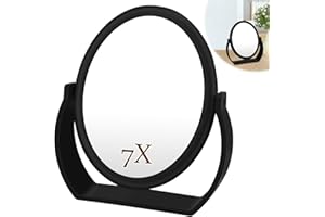 Sprifityy Espejo de tocador de Mesa de rotación de 360°,Espejo cosmético de Alta definición,Espejo de Maquillaje de Aumento Doble Cara,Aumento 1X / 7X 7 Pulgadas