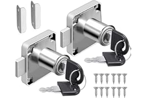 Litensh 2PCS Sicherheits Schrankschloss mit Schlüssel, Möbelschloss Aufschraubschloss hebelschloss Spindschloss Möbelschloß Briefkastenschloss für Möbelschrank Briefkasten Schublade Haushalt Büro