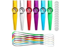 kuou 6 Pack Kazoos, Multipack Kazoo Metal Kazoo Musical Instruments Kazoo Instrument with 6 Flute Membrane & 6 Strings for Music Lover（Not suitable for children under 3 years old）