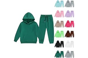 GENERISCH 2025 Trainingsanzug für Kinder Jungen Mädchen Einfarbig Jogginganzug Mit Langarm Kapuzenpullover Jogging Hosen Sportanzug Kinderkleidung Set Unisex 2 Piece Freizeitanzug Sportkleidung 2-13 Jahre