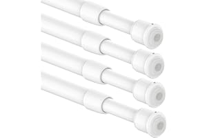 Aiitomg 4 barras telescópicas pequeñas para cortina, tensores, barras para colgar ropa, sin agujeros, para cocina, armario, proyectos de bricolaje (30-45 cm, diámetro de 7,8 y 10 mm)