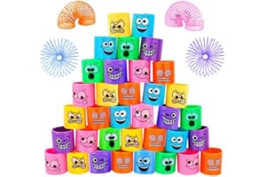 MOOING 36Pezzi Mini Smiley Spring,Molle Giocattolo per Bambini,Mini Molle Magiche,Rainbow Spirali Regalo,Giocattoli a Molla Arcobaleno per Festa Riempitivi Diverti,Verde,6 colori in totale（31*19*3.8）