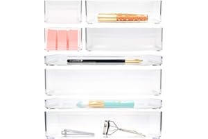 Stylio Juego de 8 piezas de Organizador Acrílico Apilable Perfecto como Organizador Maquillaje, Organizador Cajones, Cajas Organizadoras, Separadores Cajones & Organizador Bano