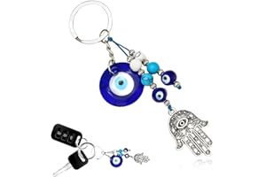 EYVRPAU Llavero Ojo Turco Amuleto,Amuletos Contra el Mal de Ojo,Amuletos de Buena Suerte,Llaveros para Mujer y Hombre,Llavero para Pareja,Llavero para Coche y Casa Nueva (Ojo Turco azul)