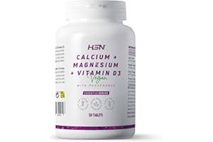 HSN ESSENTIALS HSN Calcio Magnesio Vitamina D3 | 120 Tabletas | Con Fósforo | Sales minerales de ALTA biodisponibilidad | No-GMO, Vegano, Sin Gluten