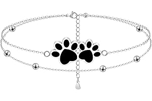 MANVEN Bracelet Cheville Femme Chaine de Cheville Argent Réglable Bracelet de Cheville Patte de Chien Cadeau Pour Fille Femme Pour PropriéTaire De Chien Anniversaire Bijoux Acier Inoxydable 316L