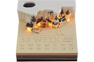 GENERIC Kalendarz Time Piece 2025, kalendarz biurkowy ze światłem, magiczny zamek 3D, kalendarz tygodniowy, notatnik, DIY, papier, rzeźbienie, sztuka, rzemiosło, do szkoły, domu, biura