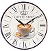 Produktbild Wanduhr aus Holz - " Kaffee / Coffee Shop " - Ø 30 cm groß - schleichendes Uhrwerk ! - Uhr - Analog - Wohnzimmer & Kinderzimmer - für Erwachsene - Jungen Mädchen Kinder - Holzuhr / für Kinderuhr - Kaffeemotiv - Retro Shabby Chic - Männeruhr / Männer - schleichende Sekunde - Holzwanduhr Caffee - Cappuccino - Espresso / Kaffeetasse - Küchenuhr - Cafe