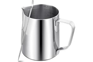 LIFHAP Milchkännchen für Kaffeemaschine,350 ml/12 fl.oz Milchkanne aus Edelstahl 304,Barista-Zubehör aus Metall für Cappuccino,Latte und Espresso,Spülmaschinenfest