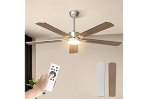 ‎AIRWIT Airwit 132cm Groß Deckenventilator mit Beleuchtung Doppelseitige Flügeln, Leise Deckenventilator mit Licht, mit Fernbedienung und Umkehrbar DC Motor für Schlafzimmer Wohnzimmer