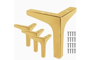 Cjueiom 17cm / 7 Inch Furniture Legs Gold Sofa Legs Set of 4, Modern Table Legs Metal Triangle Furniture Feet, Sofa Foot Couch Legs Replacement for Cabinet Cupboard Chair Ottoman